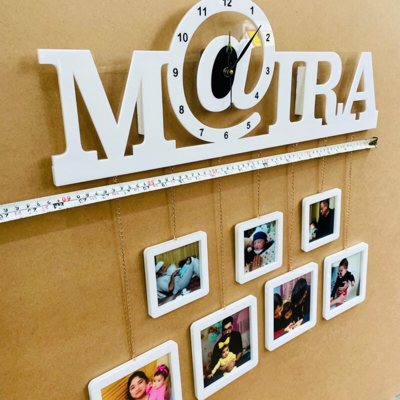 name photo hanging clock - Bubbly Decors