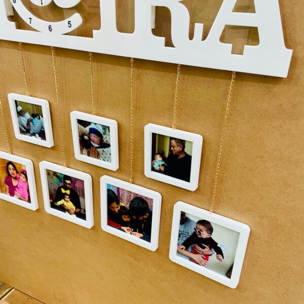 name photo hanging clock - Bubbly Decors