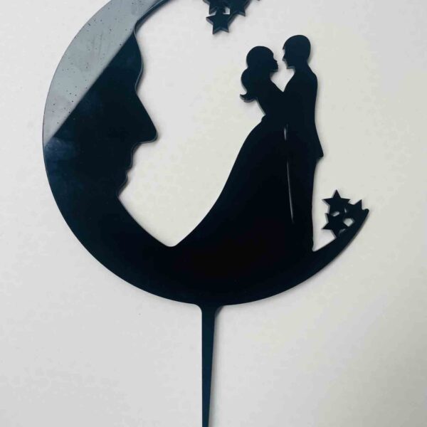 Half moon couple cake topper - Bubbly Decors