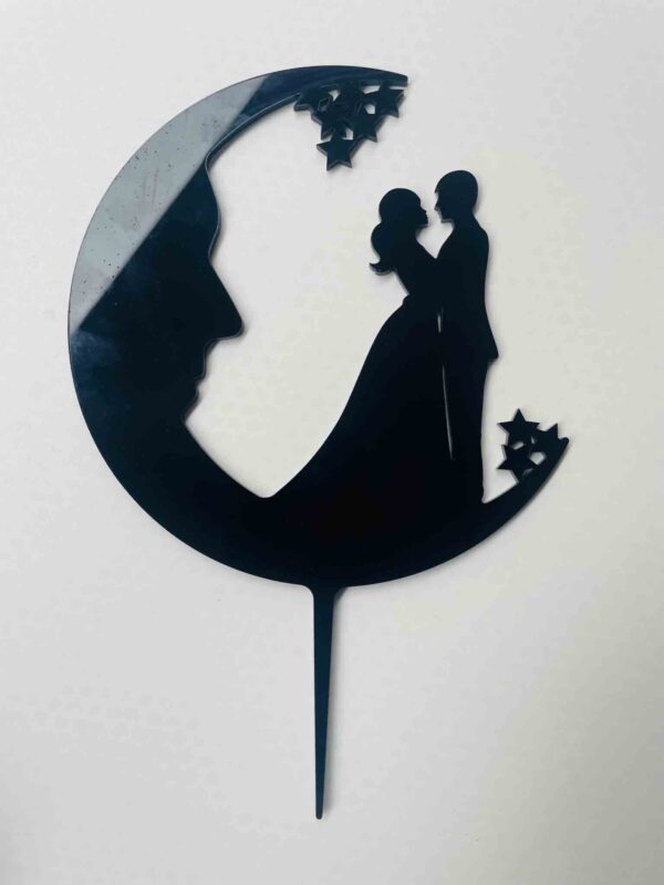 Half moon couple cake topper - Bubbly Decors