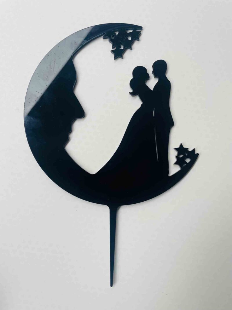 Half moon couple cake topper - Bubbly Decors