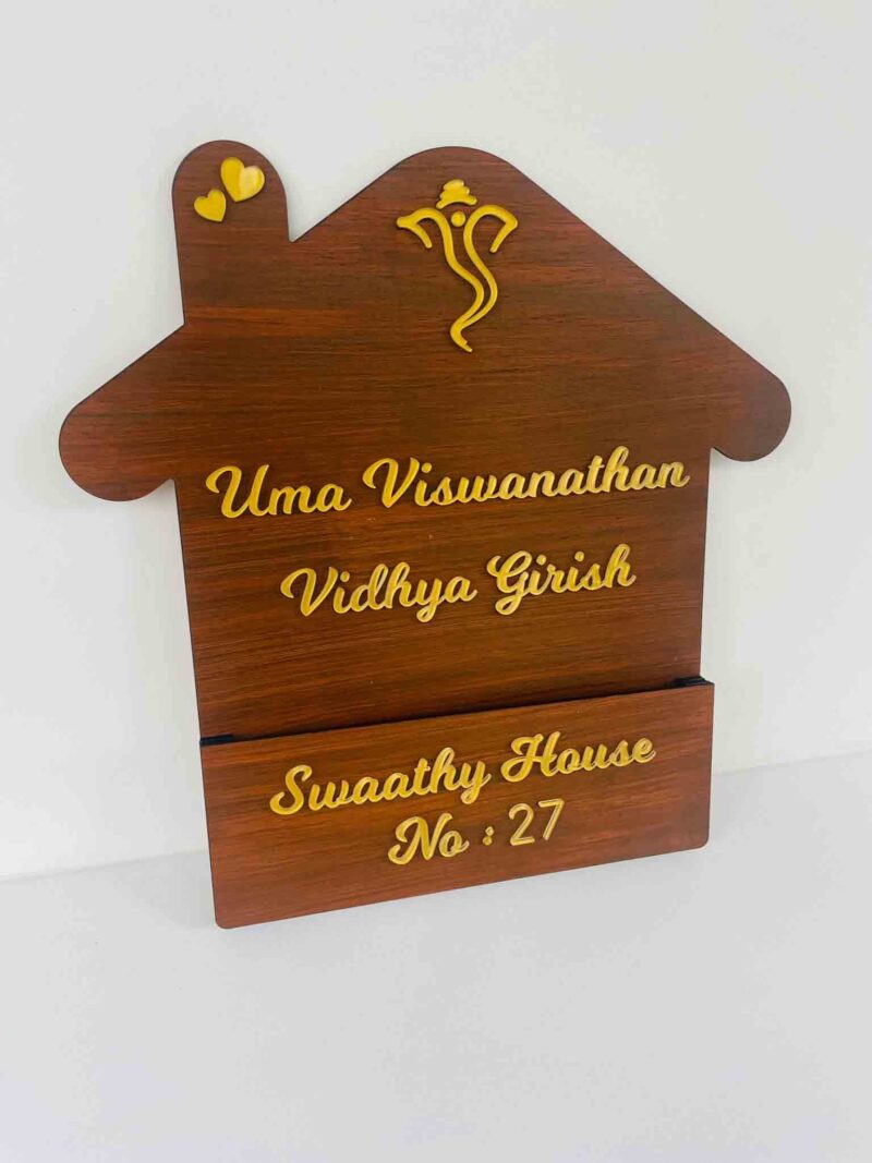 Home shape shelf name board - Bubbly Decors