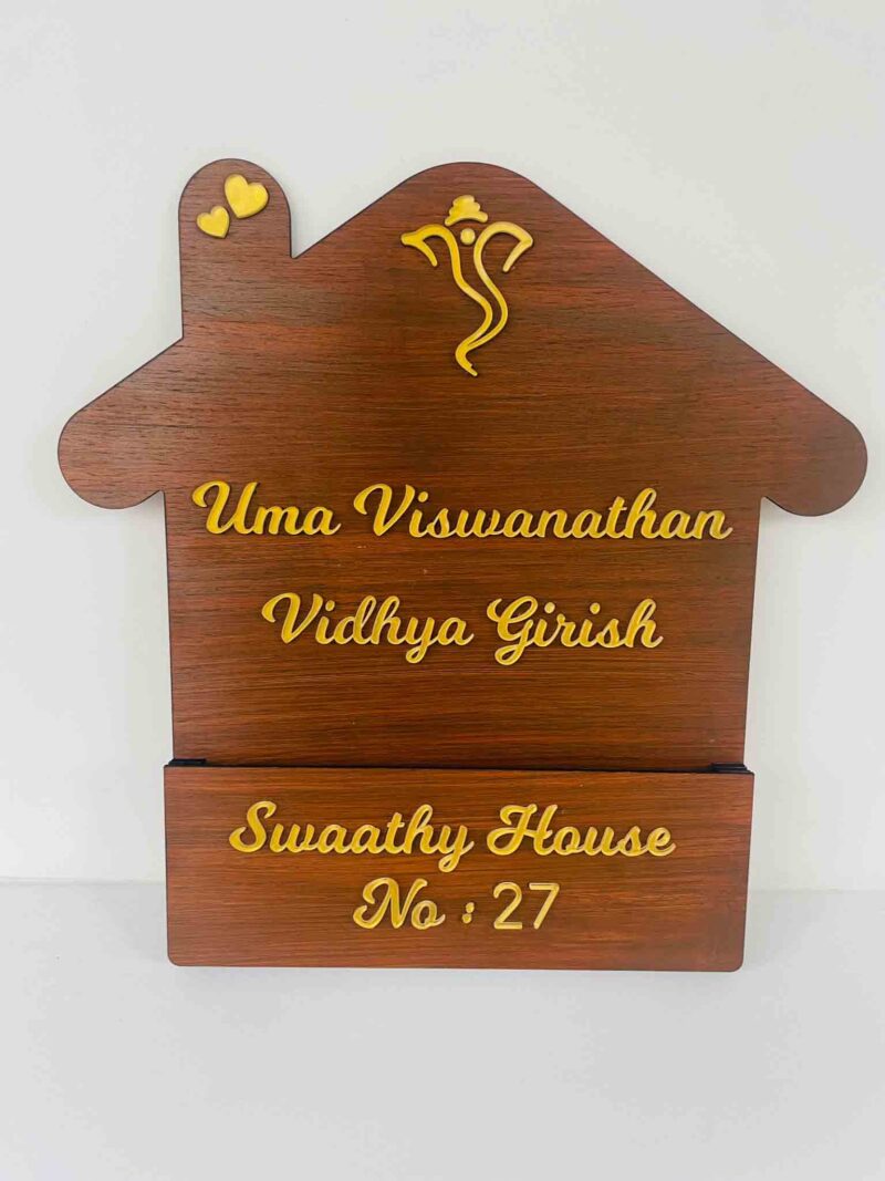 Home shape shelf name board - Bubbly Decors