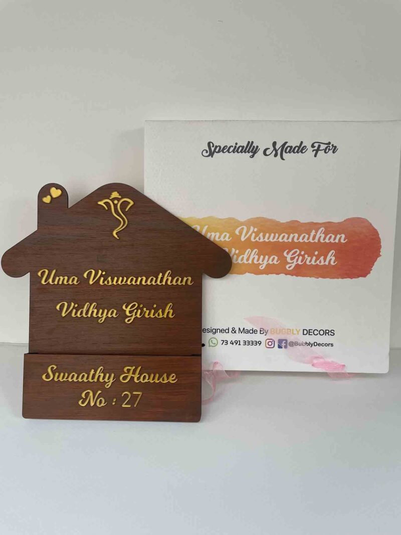 Home shape shelf name board - Bubbly Decors