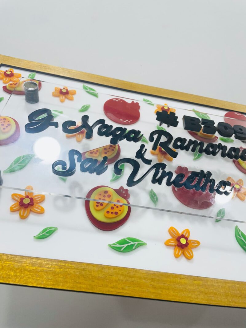 Name board pomegranate theme - Bubbly Decors