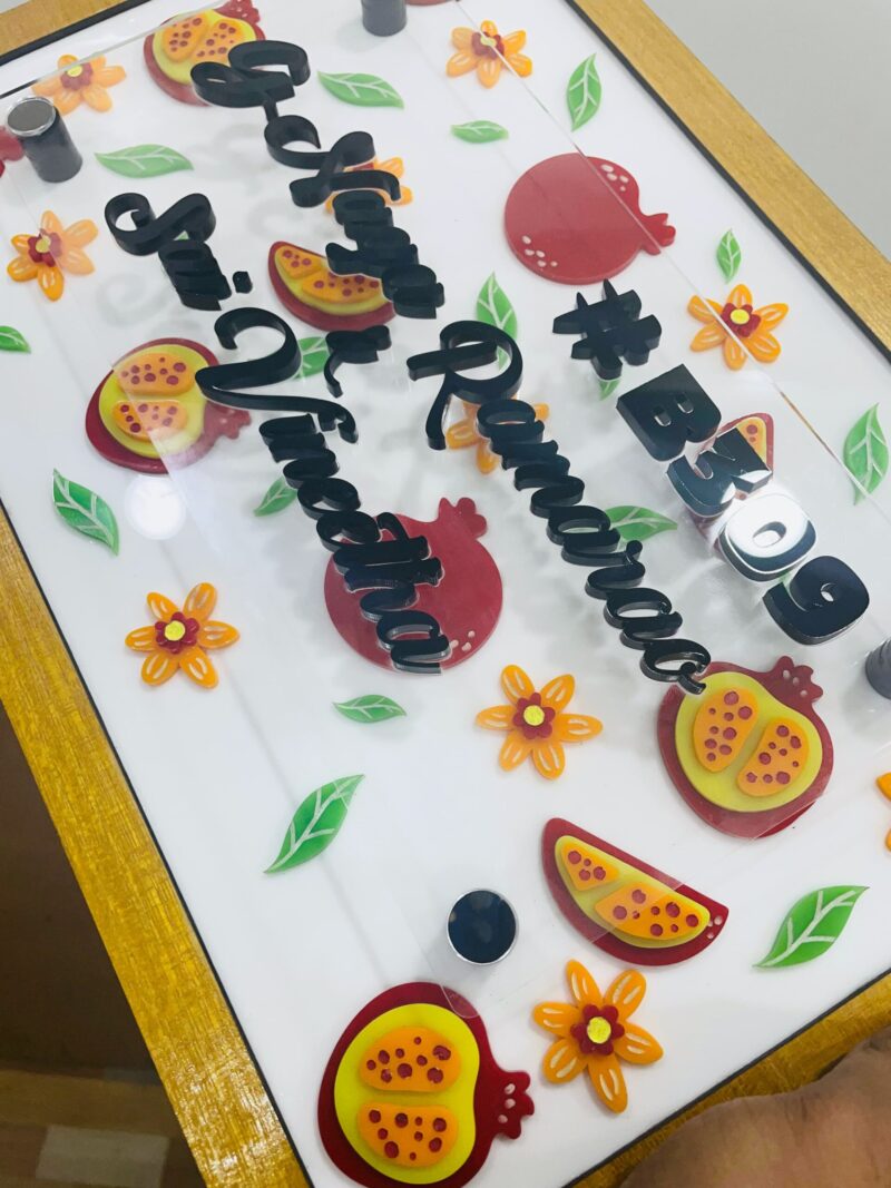 Name board pomegranate theme - Bubbly Decors