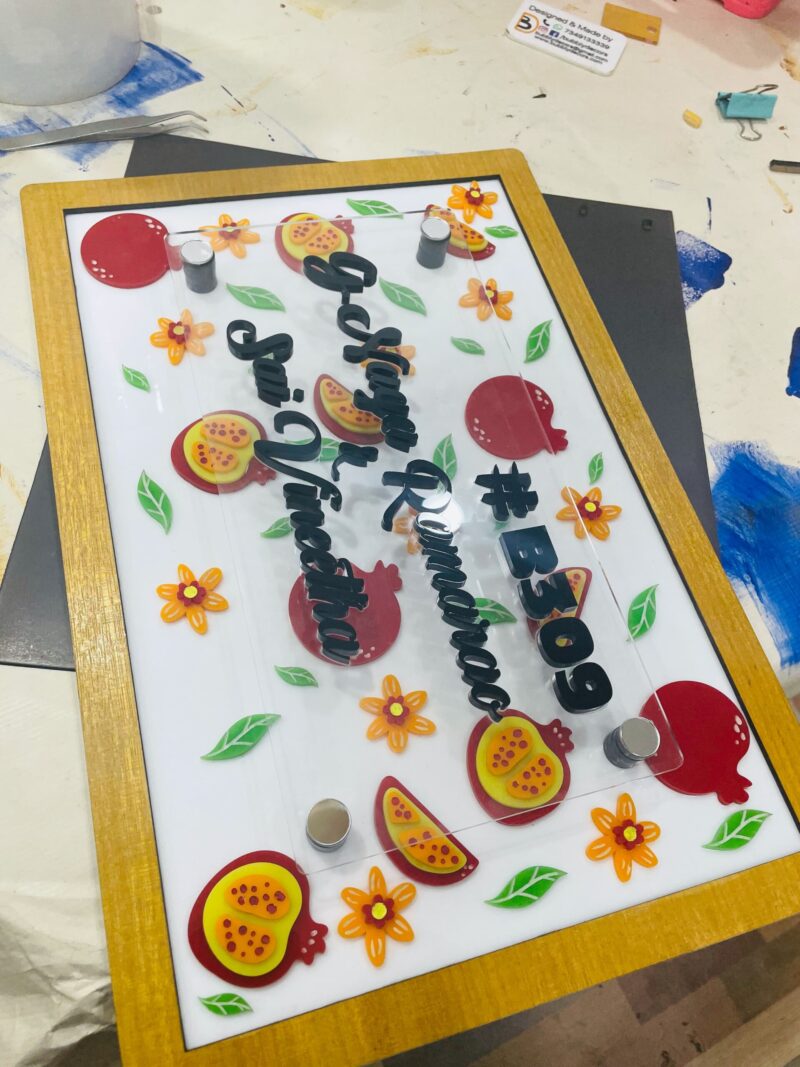 Name board pomegranate theme - Bubbly Decors