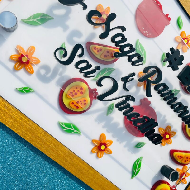Name board pomegranate theme - Bubbly Decors