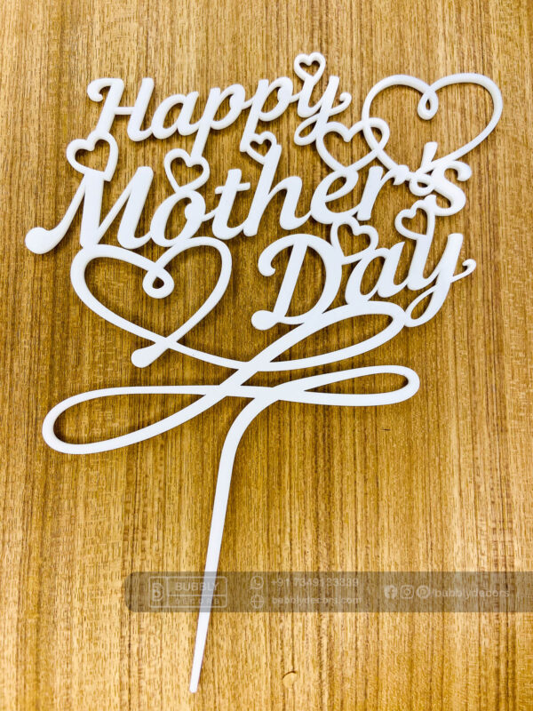 Mothers day cake topper white - Bubbly Decors
