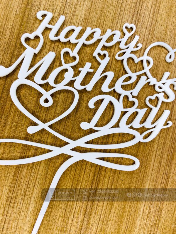 Mothers day cake topper white - Bubbly Decors