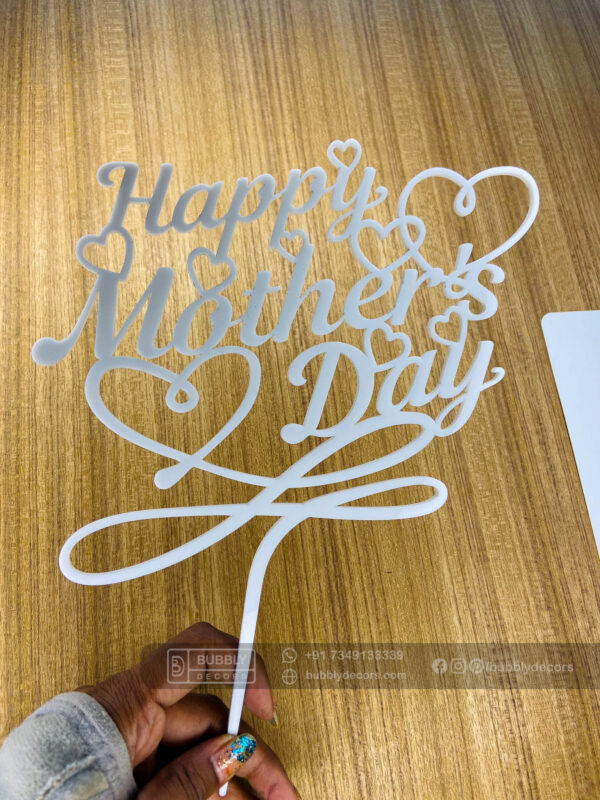 Mothers day cake topper white - Bubbly Decors