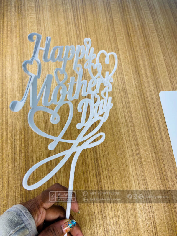 Mothers day cake topper white - Bubbly Decors