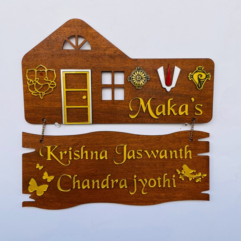 Name Board Wood Veneer 2 Steps - Bubbly Decors