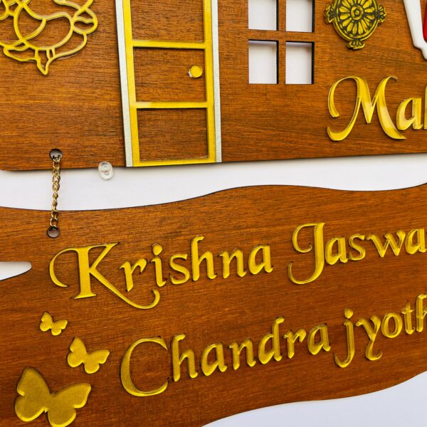 Name Board Wood Veneer 2 Steps - Bubbly Decors