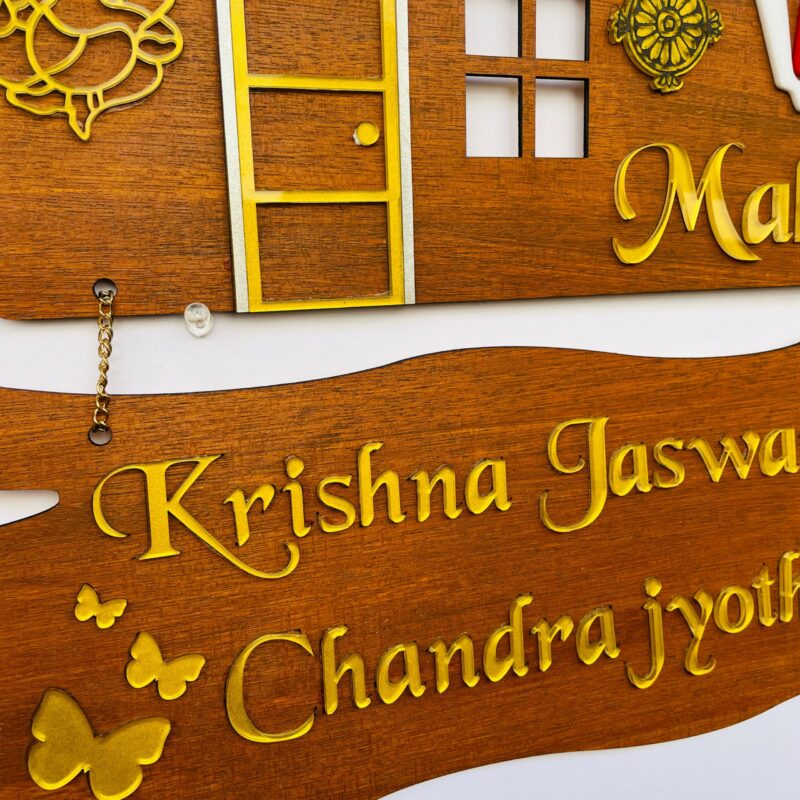 Name Board Wood Veneer 2 Steps - Bubbly Decors