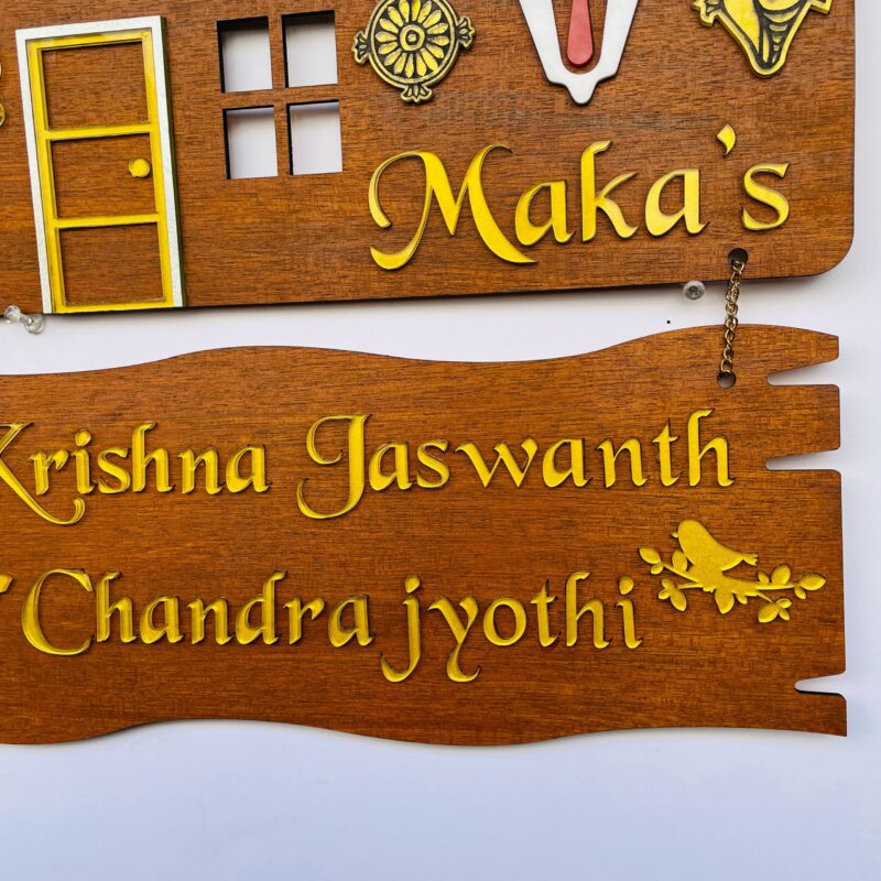 Name Board Wood Veneer 2 Steps - Bubbly Decors