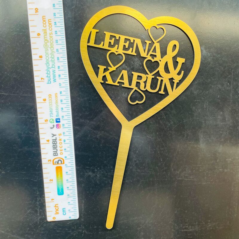 Cake topper heart couple names - Bubbly Decors