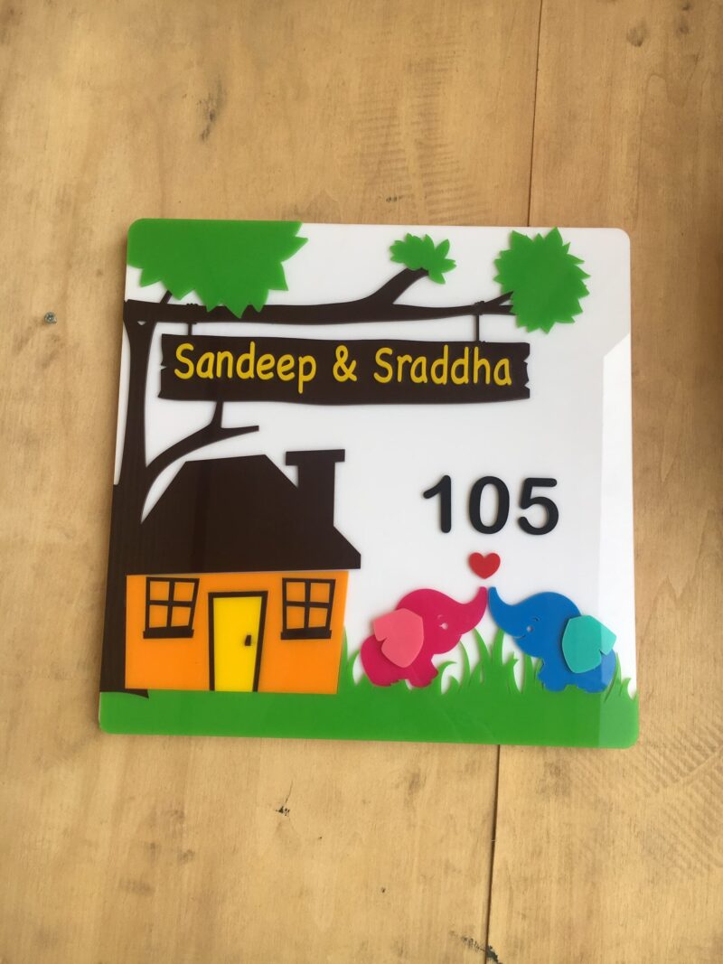 Name Board Elephants themed - Bubbly Decors