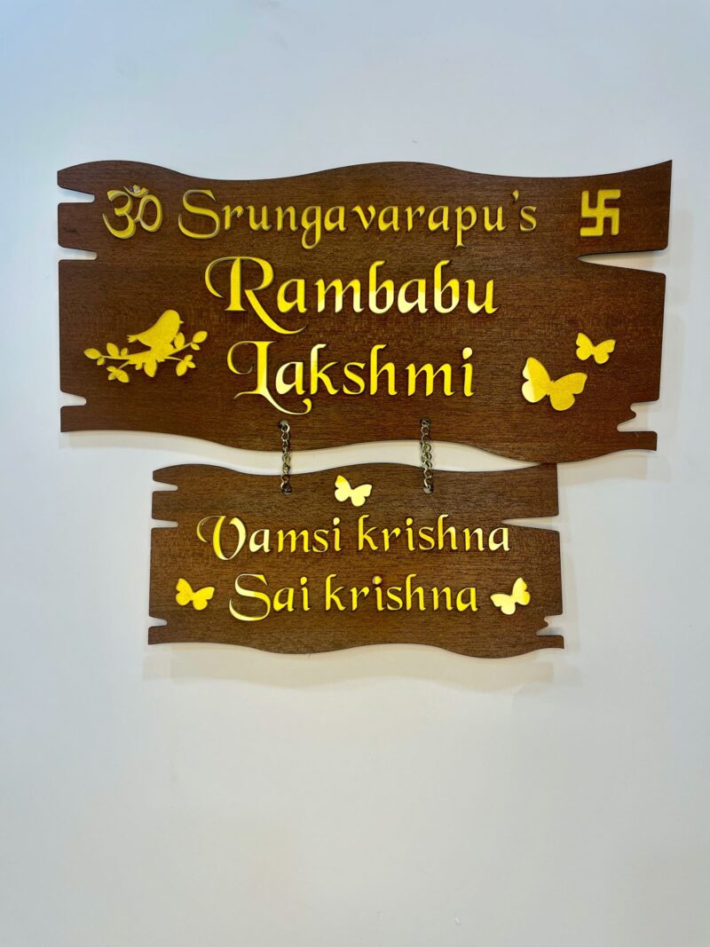 Wooden name board 2 step - Bubbly Decors
