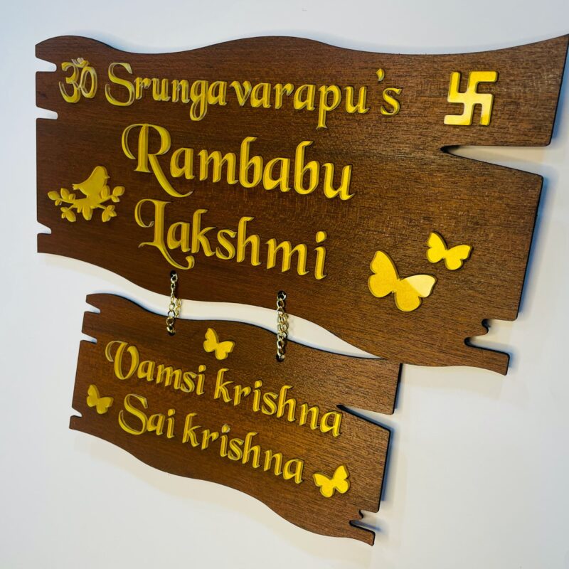 Wooden name board 2 step - Bubbly Decors