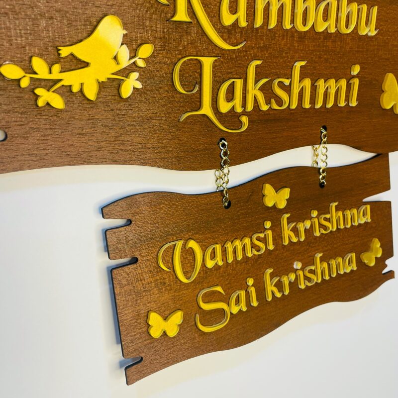 Wooden name board 2 step - Bubbly Decors
