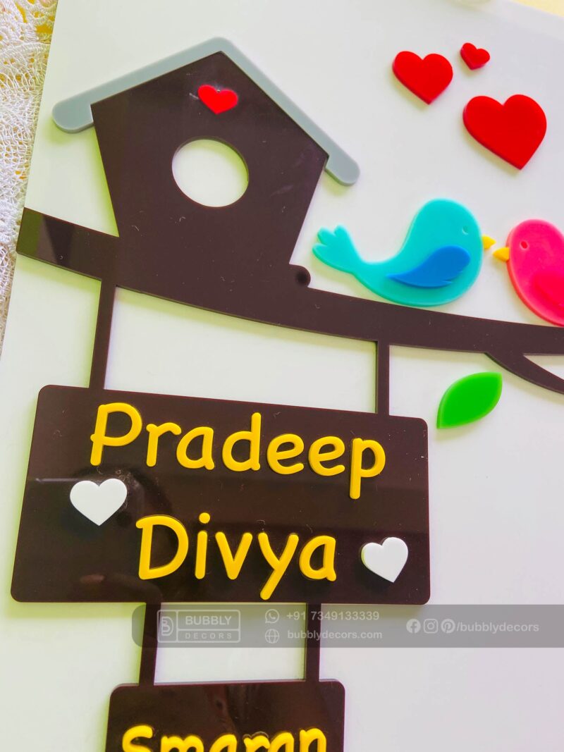 Name board bird themed - Bubbly Decors