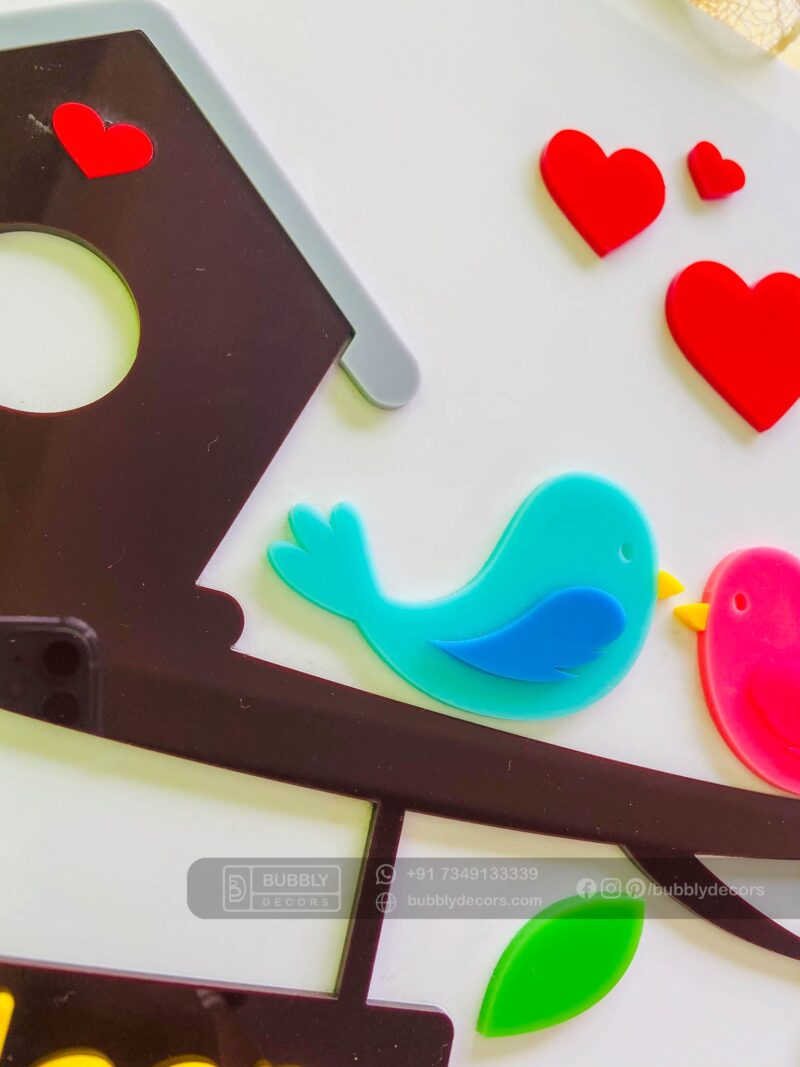Name board bird themed - Bubbly Decors
