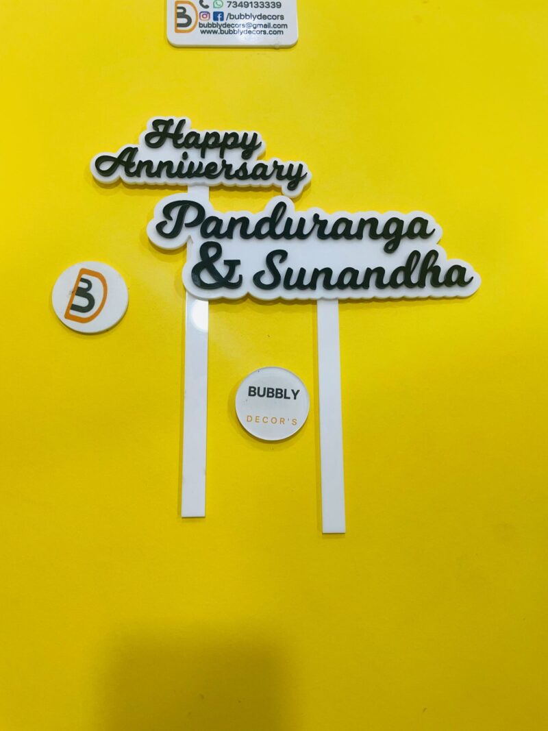 cake topper anniversary with names - Bubbly Decors
