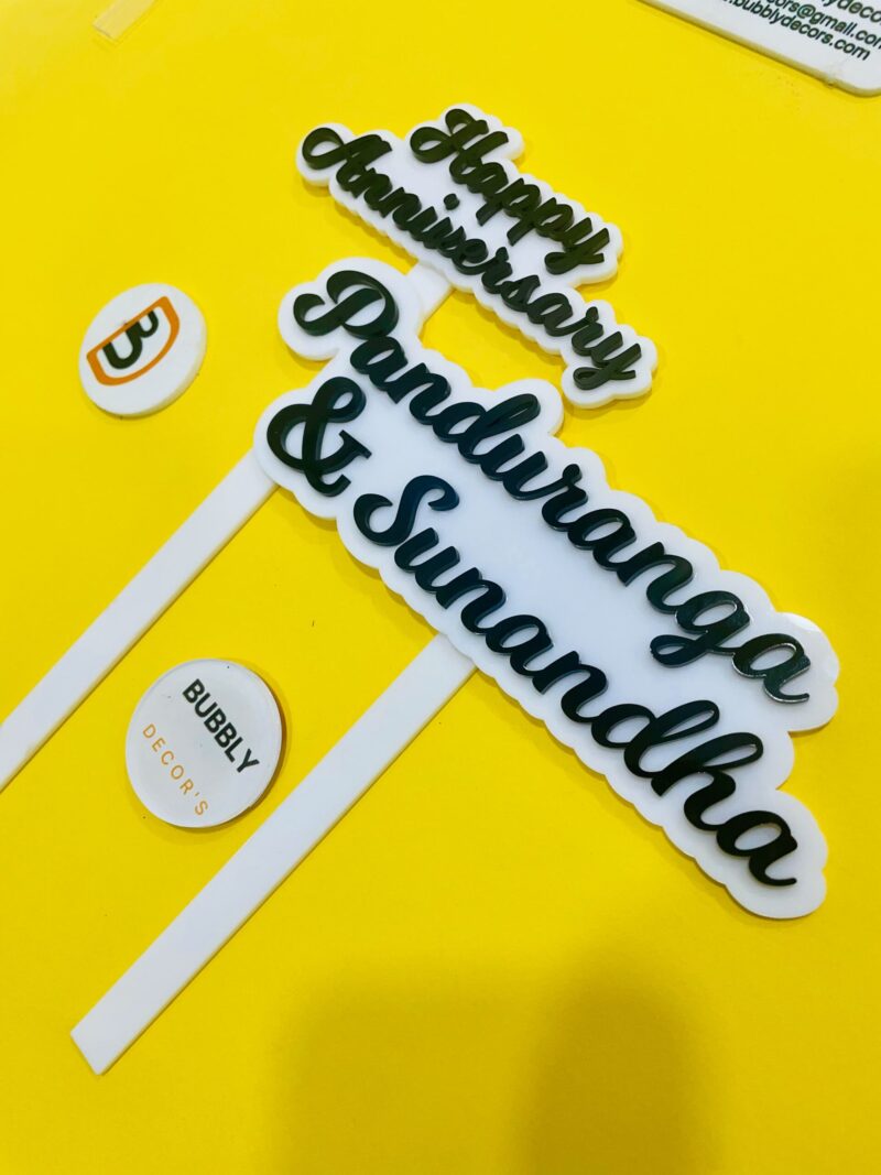 cake topper anniversary with names - Bubbly Decors