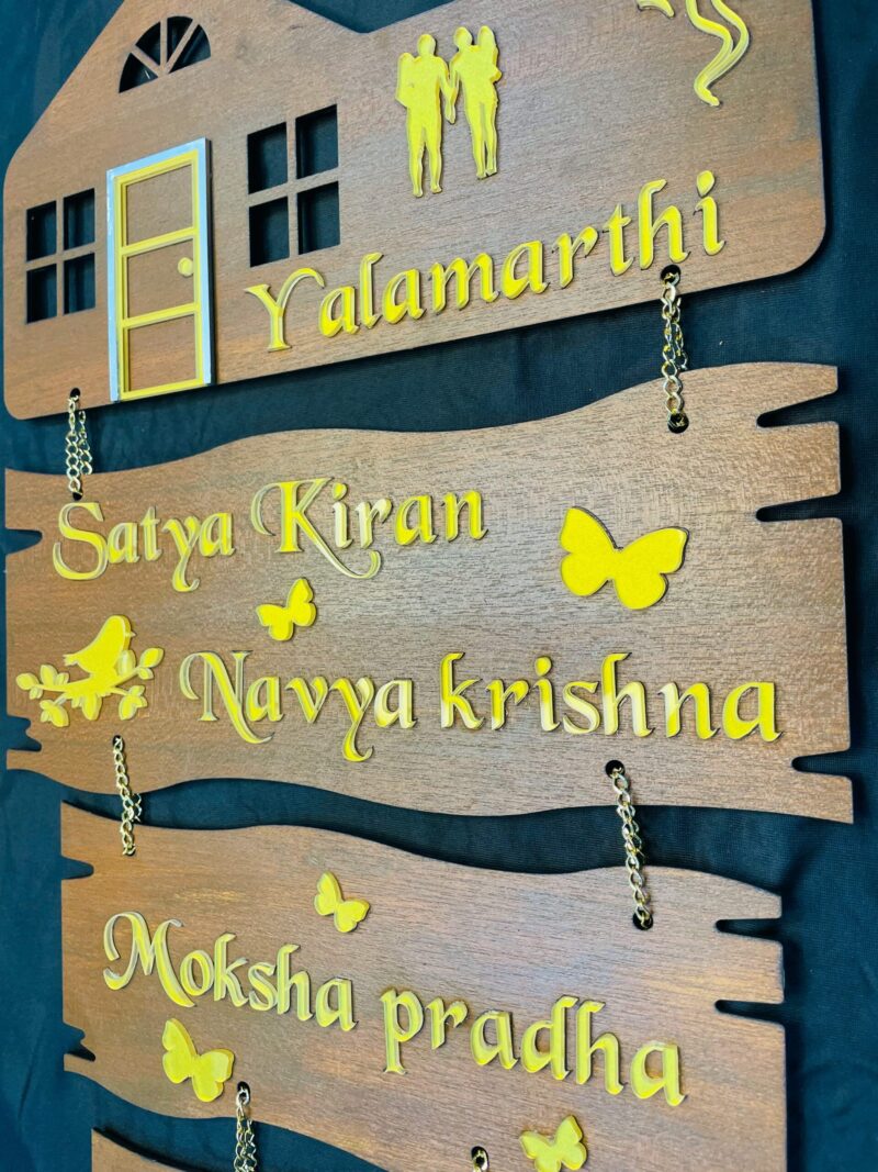 Name Board couple and 2 kids - Bubbly Decors