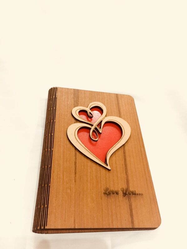 double hearts wood greeting - Bubbly Decors