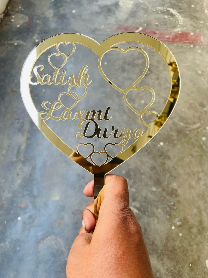 Cake topper heart couple names - Bubbly Decors