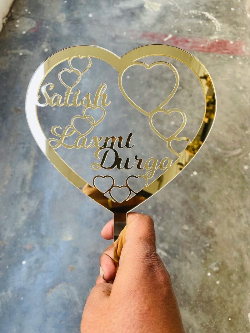 Cake topper heart couple names - Bubbly Decors