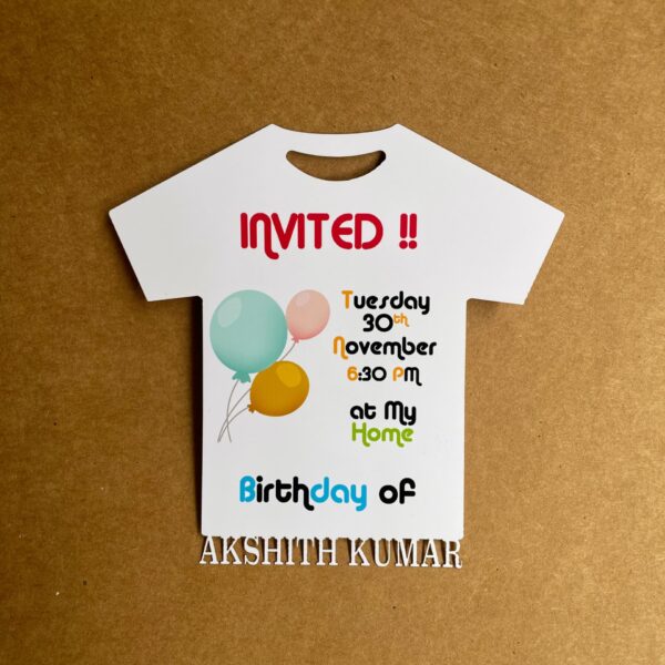 Birthday invitation shirt model - Bubbly Decors