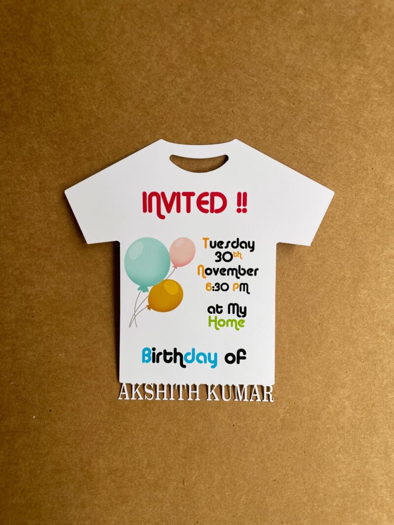 Birthday invitation shirt model - Bubbly Decors