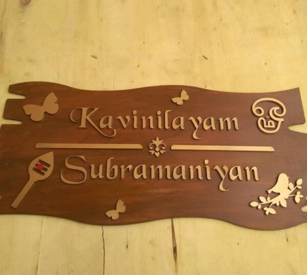 Name Board Wood Veneer - Bubbly Decors