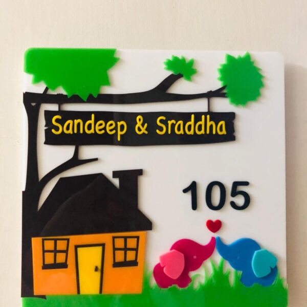 Name Board Elephants themed - Bubbly Decors