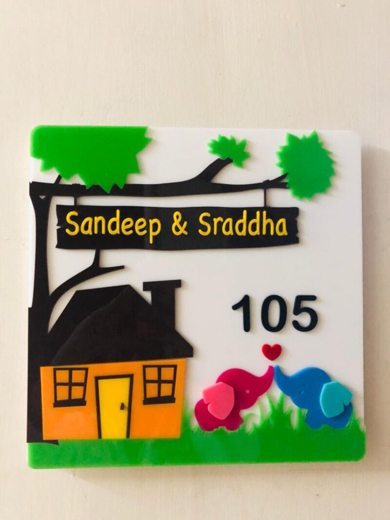 Name Board Elephants themed - Bubbly Decors