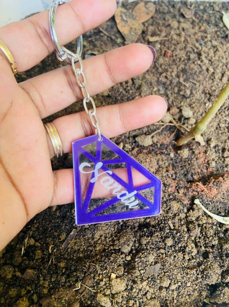 keychain diamond shaped name - Bubbly Decors
