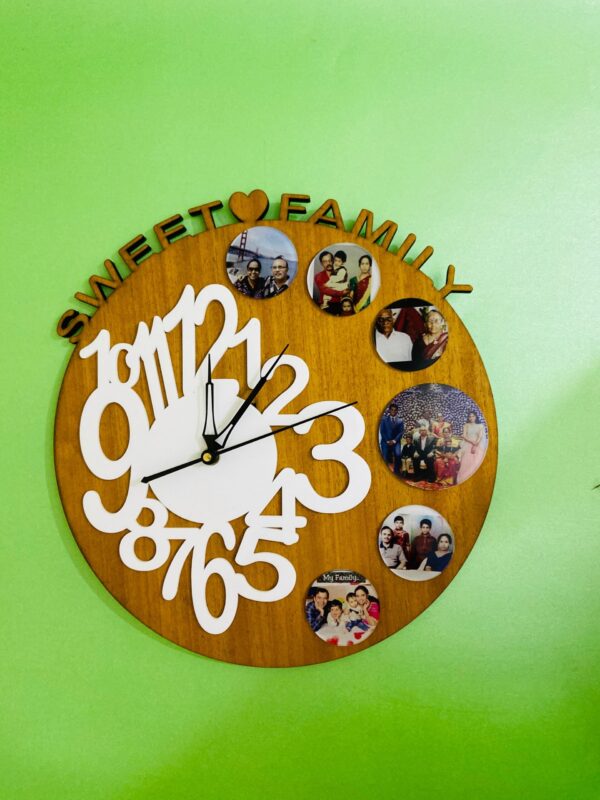 Wooden clock with pics - Bubbly Decors