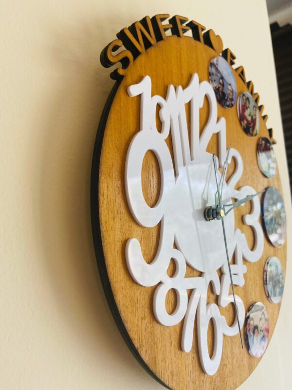 Wooden clock with pics - Bubbly Decors