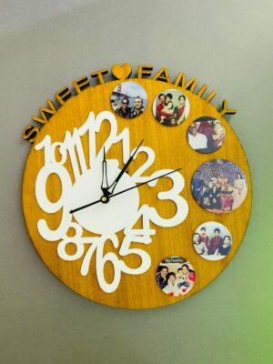 Wooden clock with pics - Bubbly Decors