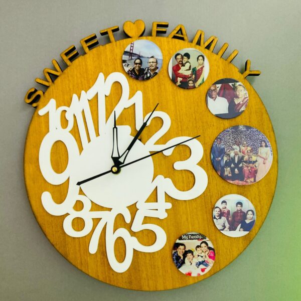 Wooden clock with pics - Bubbly Decors
