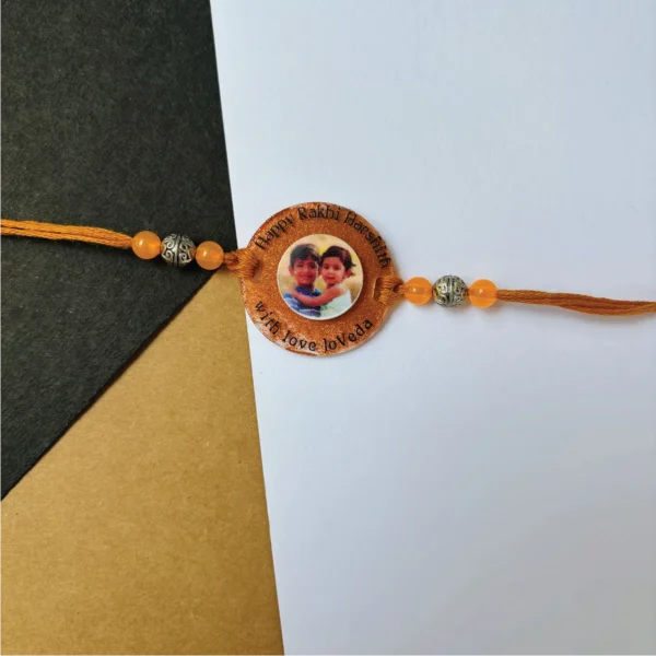 Bronze metalic photo rakhi