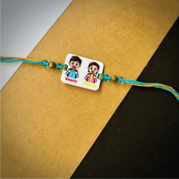 Siblings going school rakhi