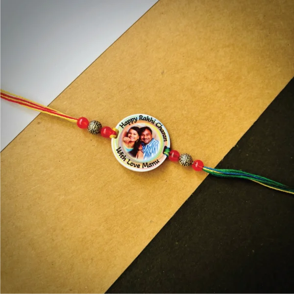 Photo rakhi rainbow themed