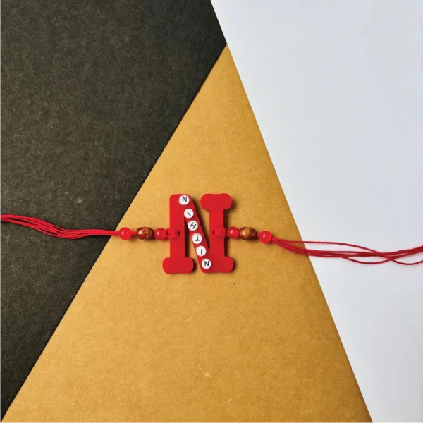 Name on alphabet rakhi - red