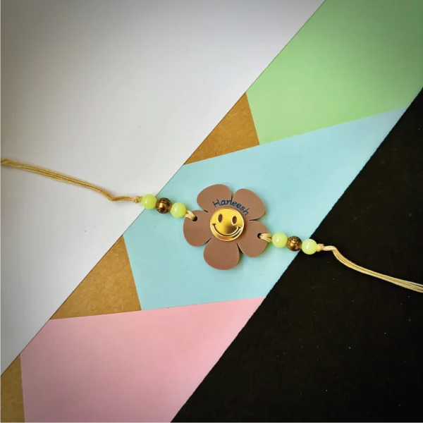 Flower smiley rakhi - brown