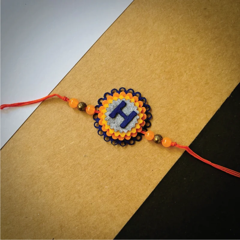 Felt alphabet traditional rakhi - purple