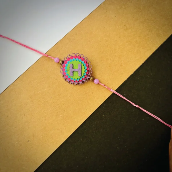Felt alphabet traditional rakhi - gray